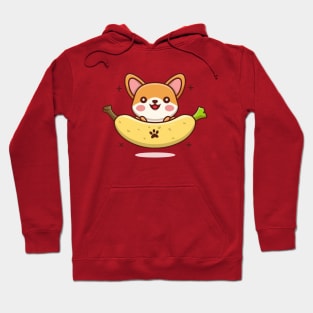 kawaii corgi banana coming out of it Hoodie